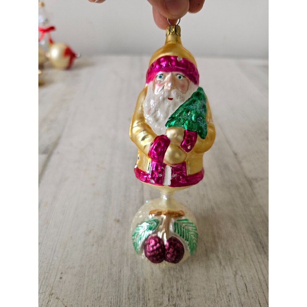 Vintage Radko bavarian Santa pinecone ball‎ ornament drop glass Xmas tree